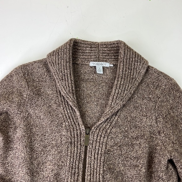 Toad & Co Brown Shawl Lambswool Knit Zip-Up - Picture 4 of 12
